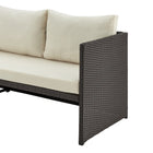 Manhattan Comfort - Ensemble de 3 : canapé 2 places et fauteuil lounge de patio moderne Menton avec table basse - marron et crème-Structure en acier enveloppée de rotin en PVC parfaite pour l'extérieur