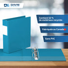 Davis Group Super économie, Reliure à anneaux en “D” inclinés 2 po, paquet de 6 – Bleu Turquoise-Polypropylène sans PVC