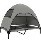PawHut Outdoor Elevated Dog Bed with Canopy Raised Dog Bed - Light Grey-The three-sided canopy offers sun protection and enhanced comfort for your dog