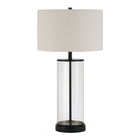 Hudson&Canal - Lampe de table haute Rowan (71 cm) avec abat-jour en tissu - Bronze noirci/blanc-Associé à un abat-jour en tissu tambour blanc