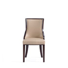 Manhattan Comfort - Lot de 4 chaises de salle à manger traditionnelles Grand 18,5 po en similicuir et velours, coloris beige-Capacité de poids : 136 kg Hauteur d’assise : 47 cm