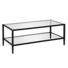Hudson&Canal Hera 45"W Rectangular Coffee Table with Glass Shelf - Blackened Bronze-A modern contemporary design for your living room, den, and more
