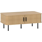 HOMCOM Coffee Table with Storage and Sliding Doors - Oak-Nordic style with fluted tambour doors adds a unique, decorative touch