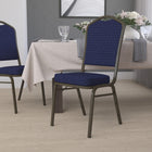 Flash Furniture HERCULES Series Crown Back Stacking Banquet Chair with Gold Vein Frame - Navy Blue Dot Patterned Fabric-500 lb. Weight Capacity