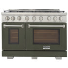 Kucht 48" KFX-X Series Pro Style Propane Gas Range - Stainless Steel/Olive Green-New true simmer burners for precise low heat cooking