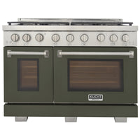 Kucht 48" KFX-X Series Pro Style Propane Gas Range - Stainless Steel/Olive Green-New true simmer burners for precise low heat cooking