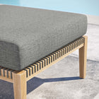 Modway Clearwater Outdoor Patio Teak Wood Ottoman - Grey/Graphite-Woven Rope Webbing