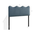 Modway Athena Stain-Resistant Performance Velvet Full Size Headboard - Cadet Blue-Scalloped Wave Design