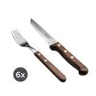 Tramontina - Ensemble de couteaux et fourchettes à steak BBQ en acier inoxydable – Manche en polybois – Dentelé – Pour repas en plein air – Ensemble de 12 pièces-Idéal pour dresser votre table de repas barbecue