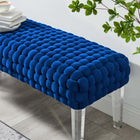 Modway Prologue Woven Performance Velvet Ottoman - Navy-Durable Stain Resistant Fabric