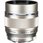 Olympus M.Zuiko Digital ED 75mm f/1.8 Lens - Silver-75mm Single Focal Length