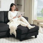 HOMCOM - Canapé en forme de L avec chaise longue - gris charbon-La silhouette élégante et le revêtement texturé complètent un style moderne 