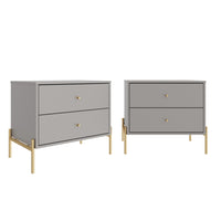 Manhattan Comfort Jasper 25.15" Modern Nightstand 2-Piece Set - Grey-Modern 2 Piece Nightstand Set for Bedroom and Living Room Use