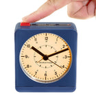 Marathon Analog Desk Alarm Clock with Auto-Night Light - Blue (CL030053BL)-Ambient light sensor triggers a soft glow to illuminate the dial when placed in low light.