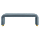 Modway Koda Performance Velvet Waterfall Long Bench - Brass/Cadet Blue-Adjustable Foot Caps