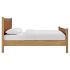 Modway Maven Full Size Vegan Leather Upholstered Platform Bed - Tan Oak-Kiln-Dried Wood
