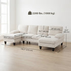 HOMCOM U-Shaped Sectional Couch with Pillow-top Armrests - Beige-U-shaped couch with deep seat provides ample space for lounging, relaxation and social gatherings  