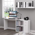 HOMCOM - Bureau en l avec tiroir - 46 po L x 32,25 po l x 29,25 po H - blanc-Peut être pivoté librement à 180 degrés, formes multiples pour répondre à différents besoins 