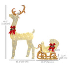 Outsunny Light Up Reindeer Christmas Decoration with 170 LED Lights - White-Rated IP44, suitable for outdoor use 