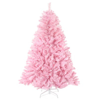 HOMCOM 5' Artificial Christmas Tree with Auto Open - Wide Shape - Pink-5ft tall tree with a wide shape for a natural and healthy appearance 