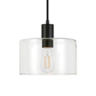 Hudson&Canal Henri 10" Wide Pendant with Glass Shade - Blackened Bronze/Clear-Rated for one 60W incandescent bulb - 9W LED bulb, 13W fluorescent (CFL) bulb, or 9W self-ballasted LED bulb, E26-base bulb, Bulb not included