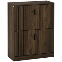 HOMCOM Shoe Cabinet with 2 Flip Drawers & Adjustable Shelves for 12 Pairs - Walnut-Great for small entryways or narrow spaces