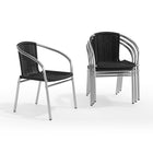 Flash Furniture 4 pièces - Chaise empilable de restaurant commerciale pour intérieur et extérieur en aluminium et rotin noir-Ensemble de 4 chaises de café empilables