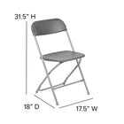 Flash Furniture - Chaise pliante en plastique gris de première qualité de la série HERCULES-Finition du cadre enduit en poudre grise