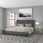 Flash Furniture - Lit plateforme Roxbury très grand touffeté en tissu gris foncé-Lit de plateforme