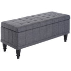 HOMCOM Tufted Linen Storage Ottoman Bench with Soft-Close Lid - Grey-Elegant and chic, this bench enhances any living space 
