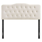 Modway Annabel Stain-Resistant Performance Velvet Queen Headboard - Alabaster-Dense Foam Padded Headboard