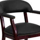 Flash Furniture – Fauteuil de conférence en cuir doux B-Z100-LF-0005-BK-LEA-GG, accoudoirs fixes, noir-Coussins profilés