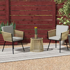 Outsunny 3-Pieces Wicker Patio Furniture Set - Coffee/Light Grey-Large wing-shaped chairs gives you plenty of room to sit 
