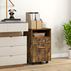 Vinsetto 2-Drawer Letter/A4 Filing Cabinet with Lock - Rustic Brown-Big drawer underneath accommodates hanging letters and A4-sized files
