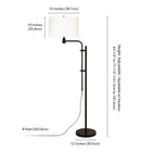 Hudson&Canal - Lampadaire à hauteur réglable Polly avec abat-jour en tissu - Bronze noirci/blanc-Dimensions du produit : 15" L x 24" l x 71" H