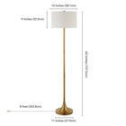 Hudson&Canal - Lampadaire Josephine de 157 cm de haut avec abat-jour en tissu - Laiton/Blanc-Comprend un cordon de 8 pieds avec interrupteur à prise rotative