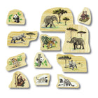 Yellow Door - Personnages en bois représentant des familles d'animaux en voie de disparition-Un côté de chaque pièce représente un adulte homme/femme, chaque revers montrant un bébé apparenté dans une pose différente, permettant aux enfants de trier et de comparer les animaux en fonction de leurs attributs.