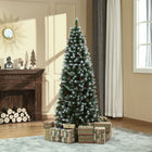 HOMCOM 6' Snow-Flocked Pencil Christmas Tree with Pine Cones and Berries - Green-Sleek pencil shape design suits for saving space 