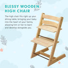 MotionGrey Blessy Wooden High Chair with Tray - Adjustable Baby & Toddler Dining Chair for Age 6 Months+ - Wood-Easy to Clean & Parent-Friendly: Removable tray and smooth surfaces make daily cleanup fast and hassle-free
