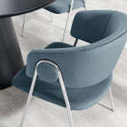 Modway Nella Upholstered Performance Velvet Dining Chair - Cadet Blue - 2 Pack-Decorative Round Button