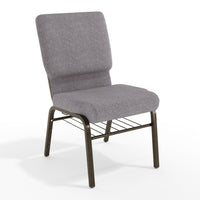 Flash Furniture HERCULES Series 18.5"W Church Chair with Book Rack - Gold Vein Frame - Grey Fabric-Set of 4 Multipurpose Church Chairs
