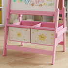 Qaba 3-in-1 Double-Sided Art Easel for Kids with Paper Roll - Pink-Decorated with cute patterns for a vibrant appearance 