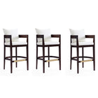 Manhattan Comfort Ritz 22" Mid-Century Modern Faux Leather Upholstered Bar Stool - Ivory and Dark Walnut - 3 Pack-Mid-Century Modern Barstool with Backseat Perfect for Bar and Kitchen Use. Set of 3