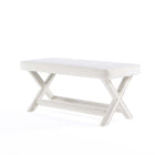 Manhattan Comfort - Abigail banc ottoman tapissé en velours style milieu du siècle 42,12" - crème-Coussin passepoilé de haute qualité avec rembourrage en mousse moelleuse pour plus de confort et de style