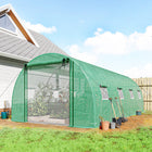 Outsunny Walk-in Tunnel Greenhouse with 2 Support Rods - 20' x 10 'x 7' - Green- Features a PE cover that provides UV protection and extends seasons
 