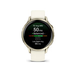 Garmin - Venu 4 – 41 mm, Or Lunaire avec bande en silicone osseux-Suivi du sommeil avancé (amélioré): Obtenez un score de sommeil et un coaching personnalisé sur la quantité de sommeil dont vous avez besoin et comment vous pouvez vous améliorer. Suivez même les différentes phases de sommeil et les siestes — et voyez des indicateurs clés, tels que l'état de la HRV et la température de la peau, pour mieux comprendre votre santé. De plus, avec la fonction d'alignement du sommeil, voyez à quel point vous êtes a