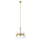 Modway Beacon 3-Light Pendant Light - Clear/Satin Brass-Height-Adjustable Hanging Rods