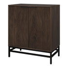 Hudson&Canal Montello 28"W Accent Cabinet - Alder Brown-Top weight capacity is 45 lbs, middle shelf can support 25 lbs, while lower shelf hold 35 lbs