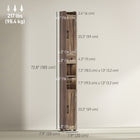 HOMCOM 73" Tall Narrow Bathroom Storage Cabinet - Brown Wood Grain-The slim, tall design fits seamlessly into small or narrow bathrooms