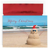 JAM Paper Christmas Cards Set - Beach Snowman - 18 Pack-Color: Beach Snowman